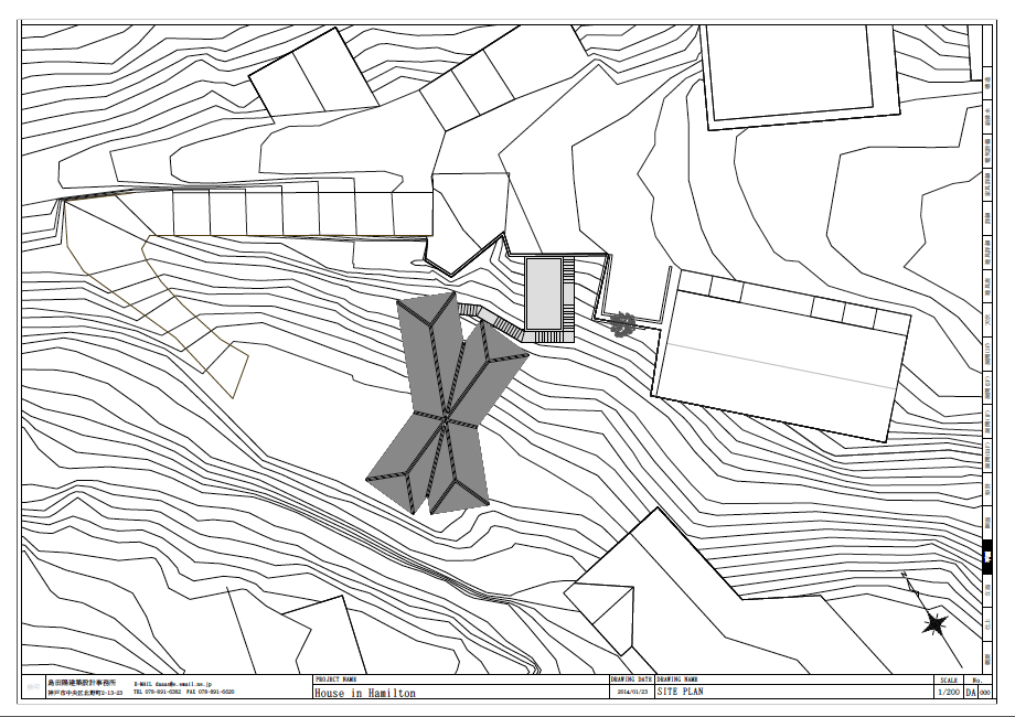 The layout and contours of the site from above.