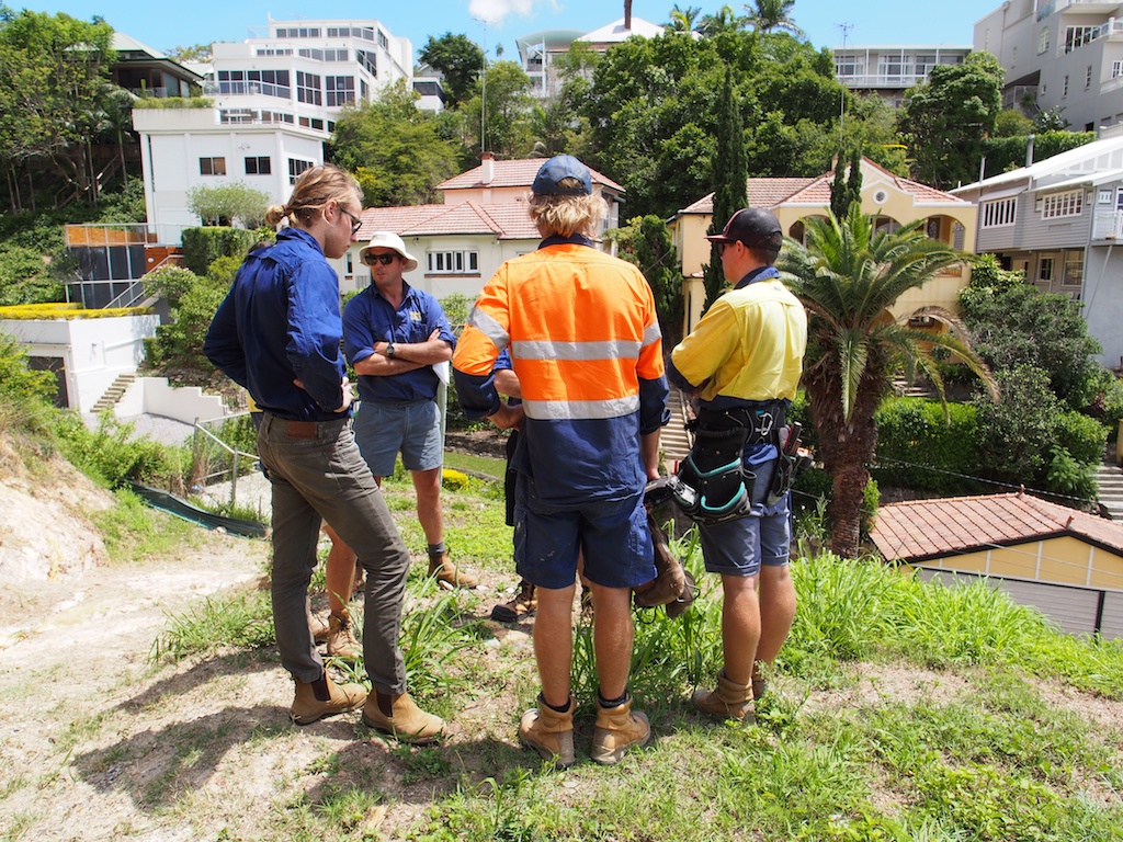 The builders considering their options.