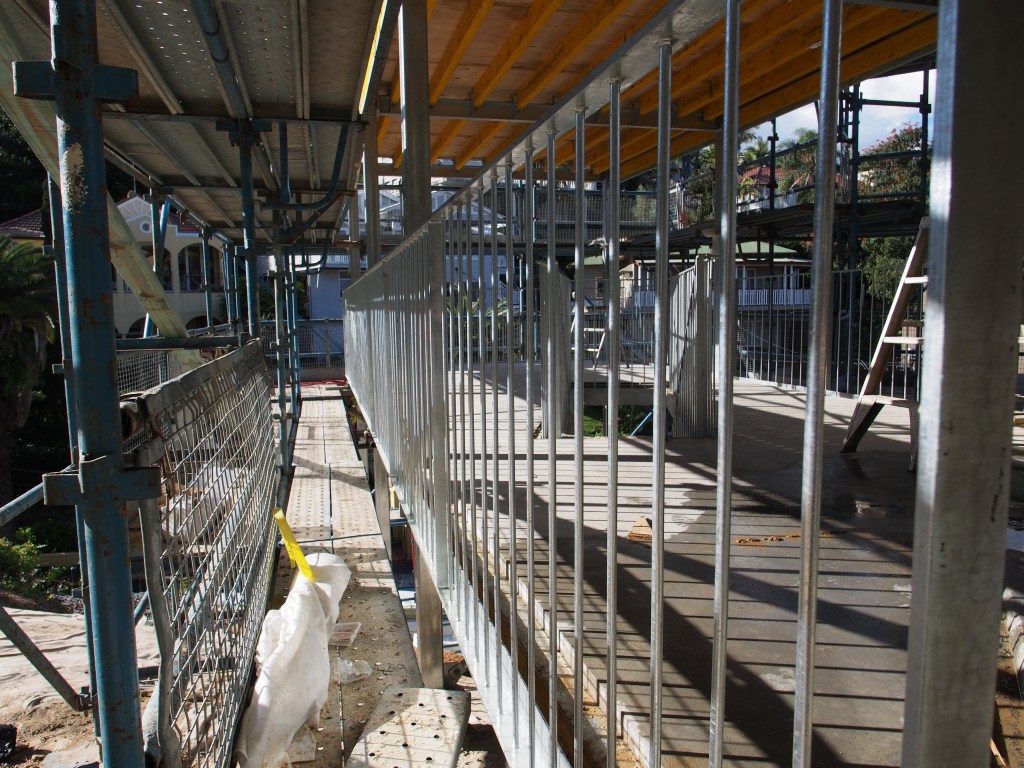 The lower deck balustrade.