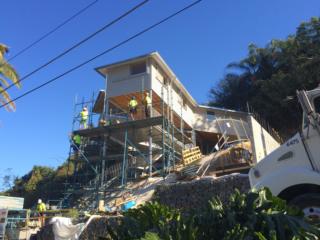 The scaff coming down.