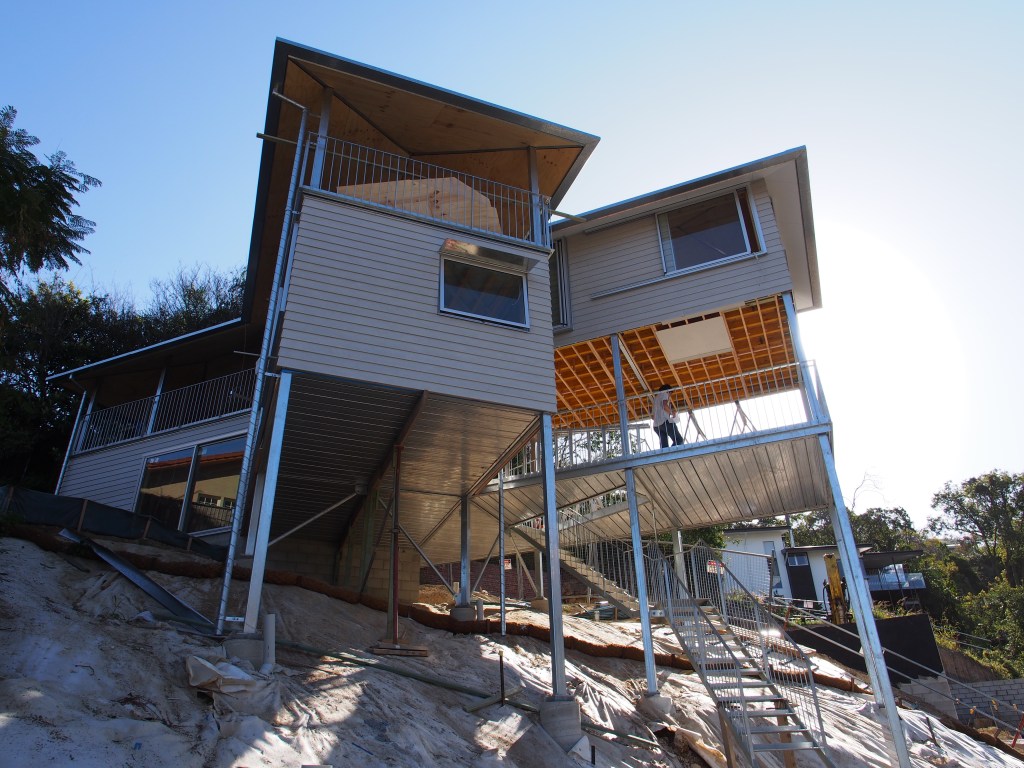 A test square of Barestone on the soffit above Deck One.