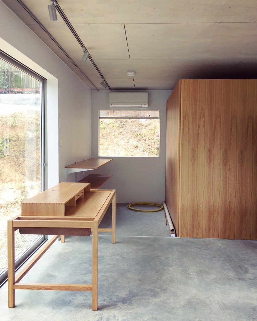 Roy Schack's Desk and my shelves.